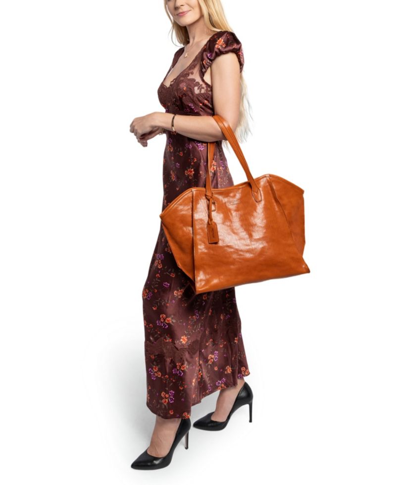 Iris Large Leather Carryall Tote Handbag