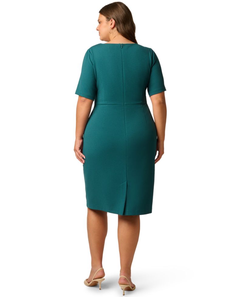 Plus Size Crepe Asymmetrical Knee-Length Sheath Dress