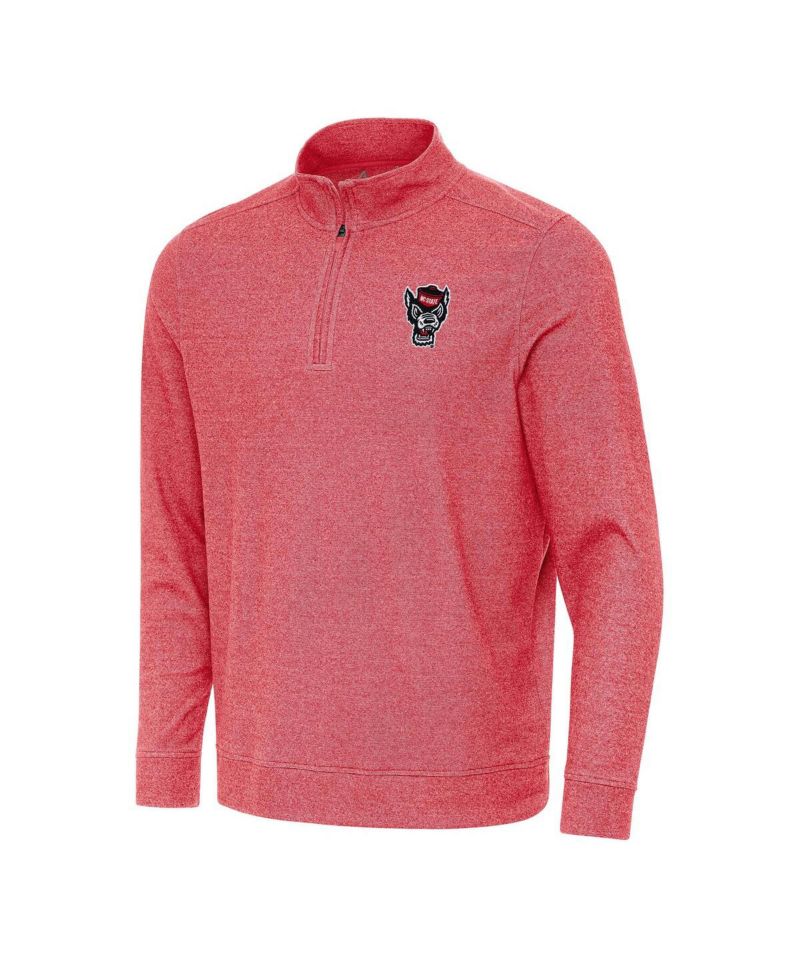 Men's Heather Red NC State Wolfpack Subtle Quarter-Zip Sweatshirt