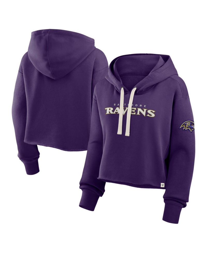 Women's Purple Baltimore Ravens Oversized Hometown Heritage Cropped Hoodie