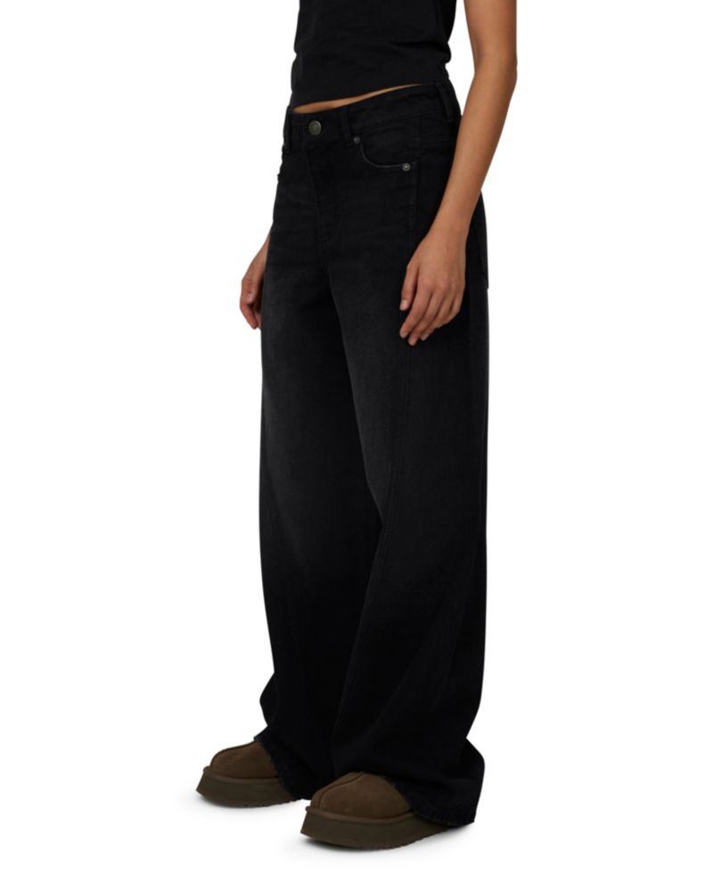 Women's Baggy Vintage Wash Seam Denim Jeans