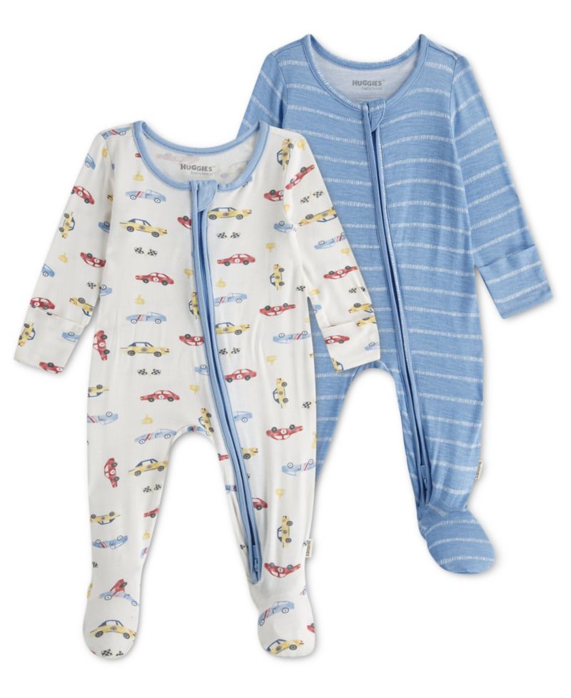 Baby Boys' Crewneck Coverall, 2-Pack
