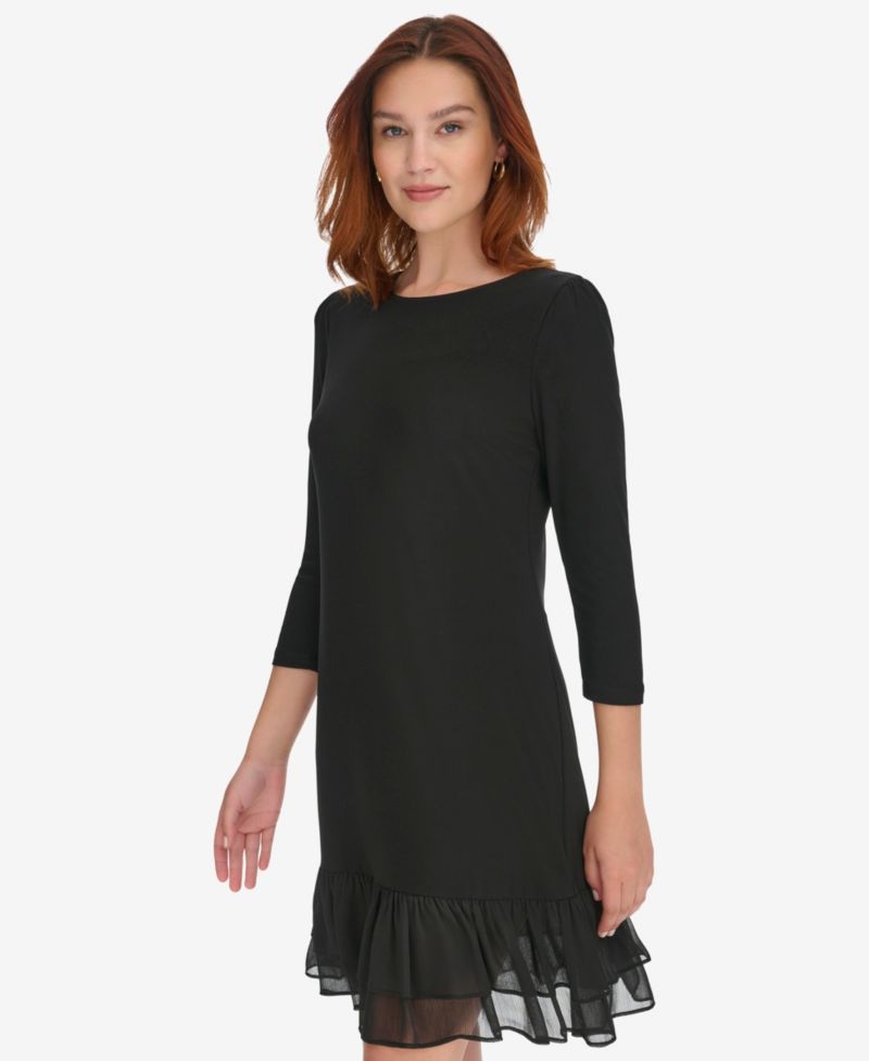 Women's Crewneck Ruffle Hem Dress