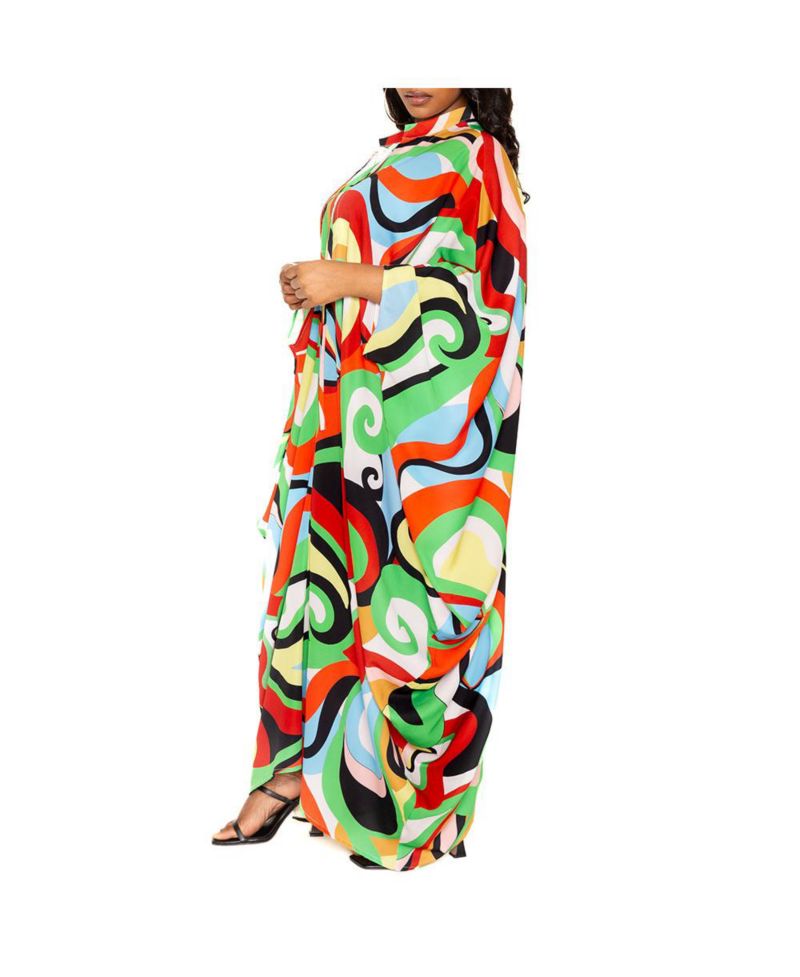 Women's Plus Size Geometric Print Tunic Maxi Dress