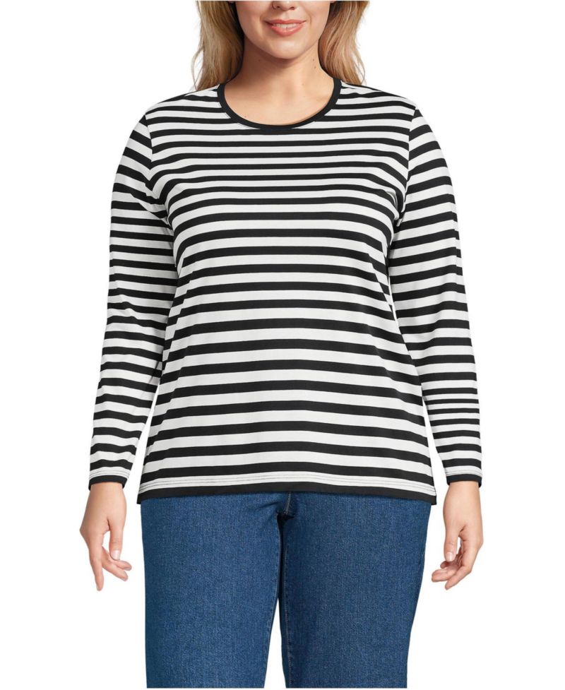 Plus Size Supima Cotton Long Sleeve Crewneck T-Shirt
