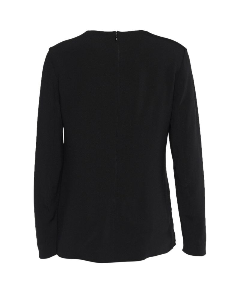 Women's Embroidered Patch Crepe Long Sleeve Top