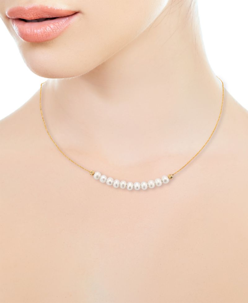 EFFY® Cultured Freshwater Pearl (5-1/2mm) 18" Statement Necklace in 14k Gold