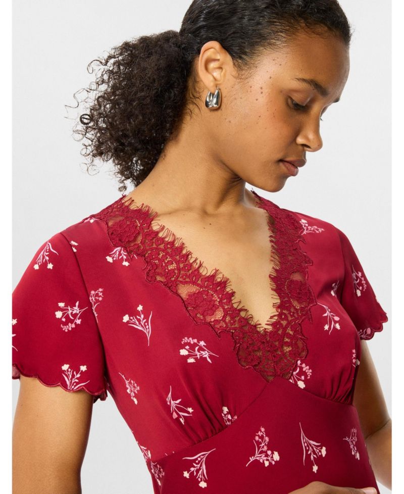 Women's Floral A-Line V-Neck Midi Dress