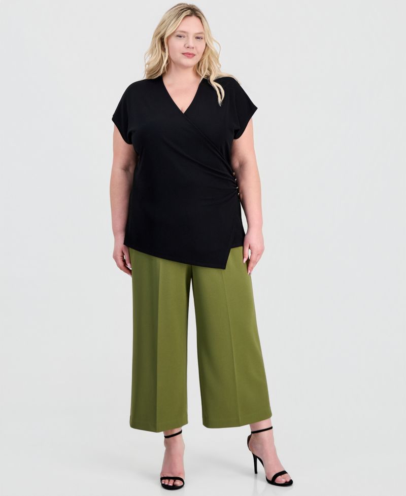 Plus Size Side Button Wrap Shirt