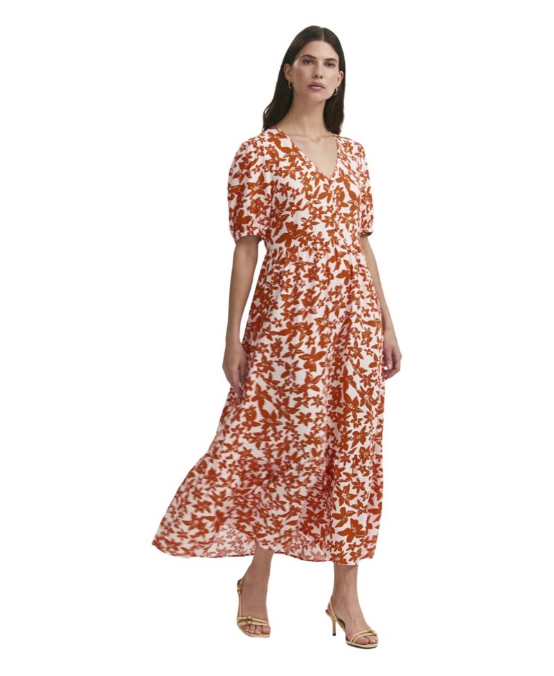 Women's Sabine Floral Puff-Sleeve Tiered Midi Dress