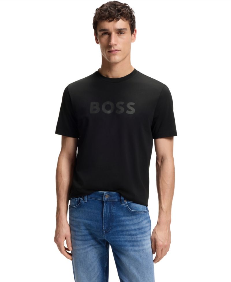 Men's Cotton Regular-Fit Logo Print T-Shirt