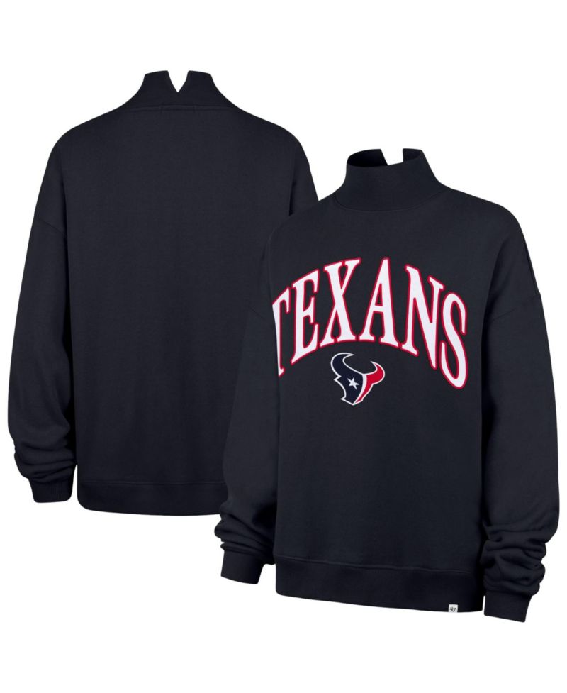 Women's '47 Navy Houston Texans Oversized Vantage Mock Neck Sweatshirt