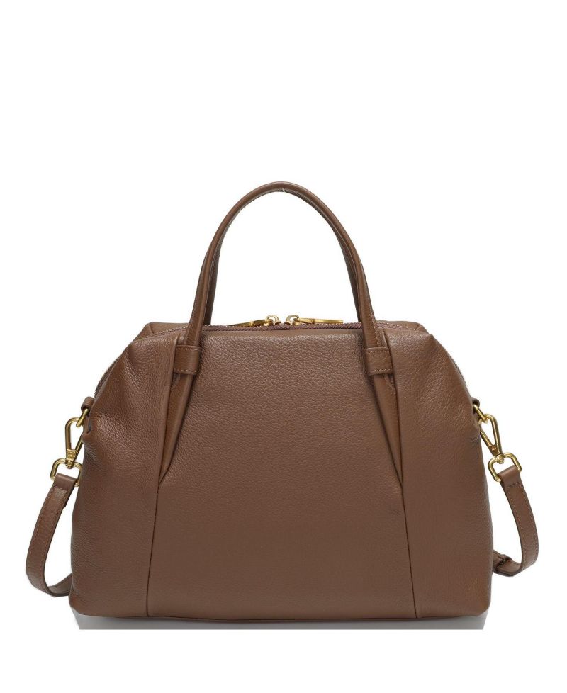 Ava Pebbled Leather Satchel Bag for Women Top Handle Crossbody Purse Structured Medium Everyday Tote with Shoulder Strap