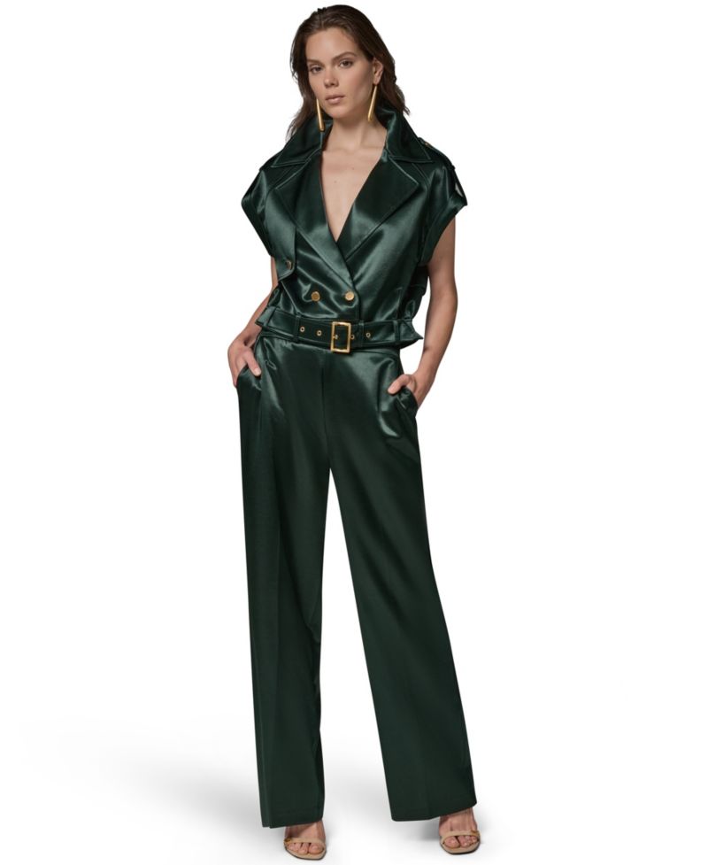 Women's Luxe Drape Satin Belted Vest
