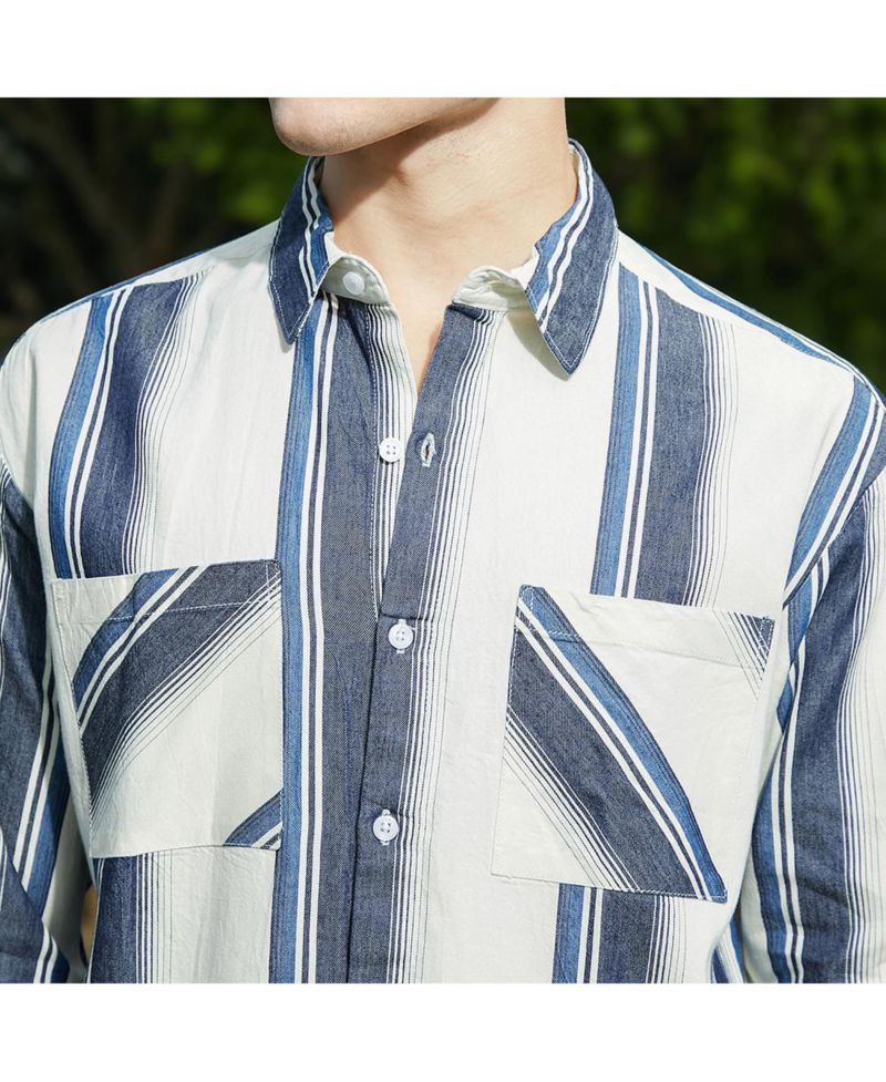 Men's Shadow-Striped Oversized Shirt.