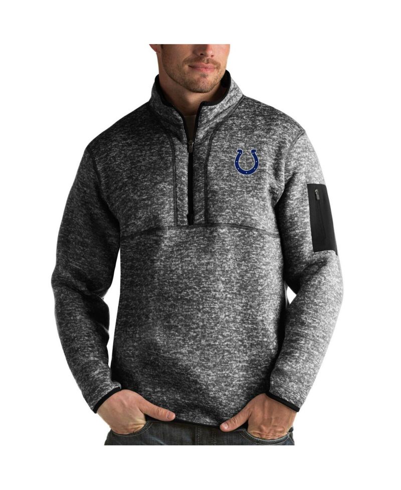 Men's Heather Black Indianapolis Colts Fortune Quarter-Zip Pullover Jacket