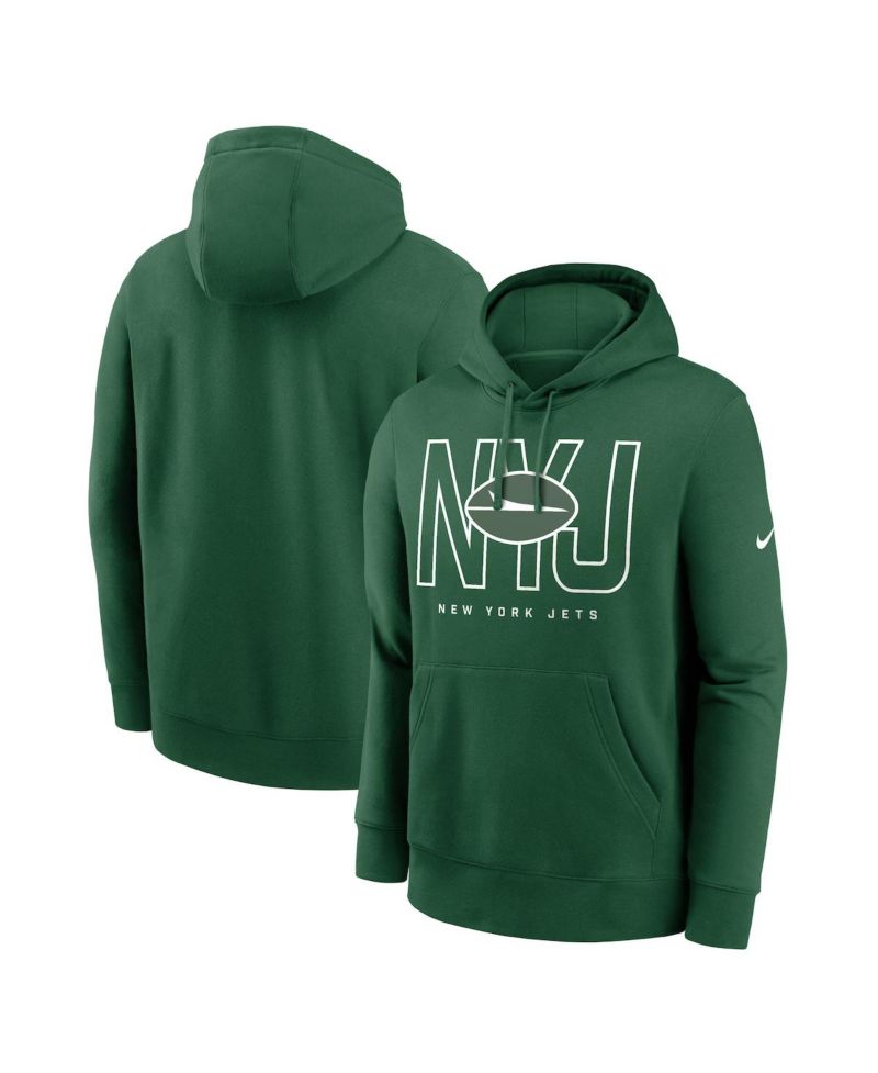 Men's Green New York Jets Busted Play Club Fleece Pullover Hoodie