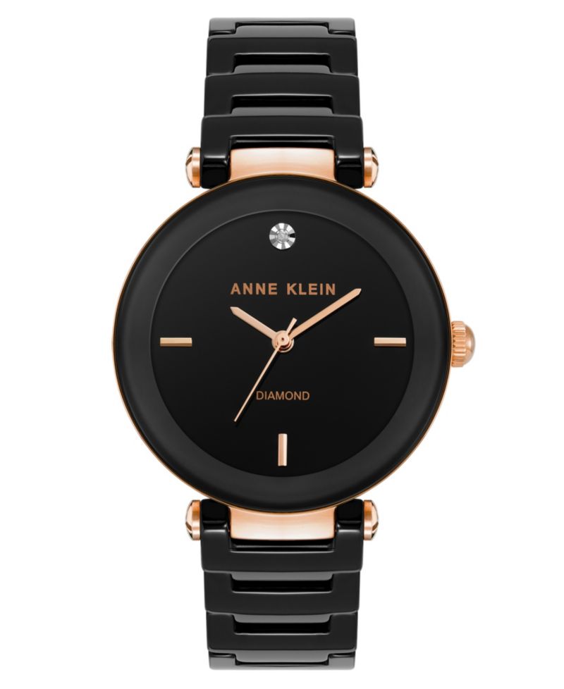 Women's Quartz Black Round Dial Black Ceramic Bracelet Watch 33mm x 38.5mm