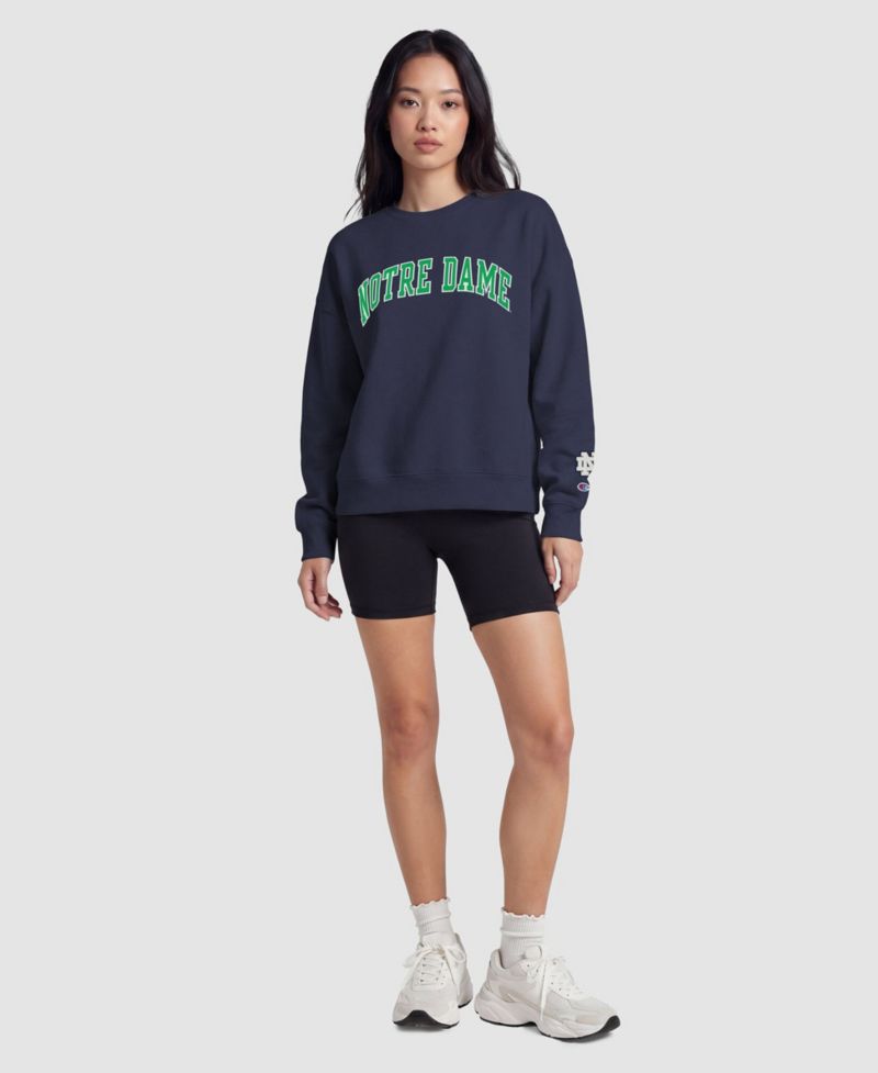 Women's Navy Notre Dame Fighting Irish Fleece Crew Sweatshirt