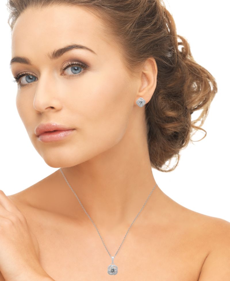 Lab Grown White Sapphire (2-3/4 ct. t.w.) Love Knot Pendant Necklace & Earrings in Sterling Silver, 2-Piece Set