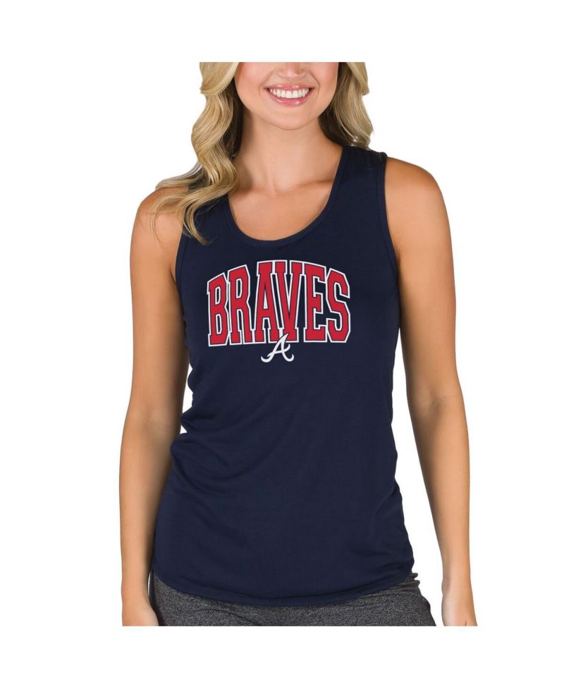Women's Navy Atlanta Braves Marathon Racerback Tank Top