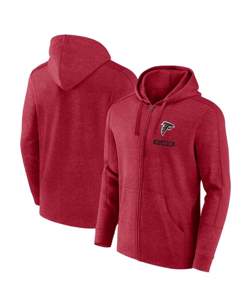 Men's Heather Red Atlanta Falcons Gains Full-Zip Hoodie