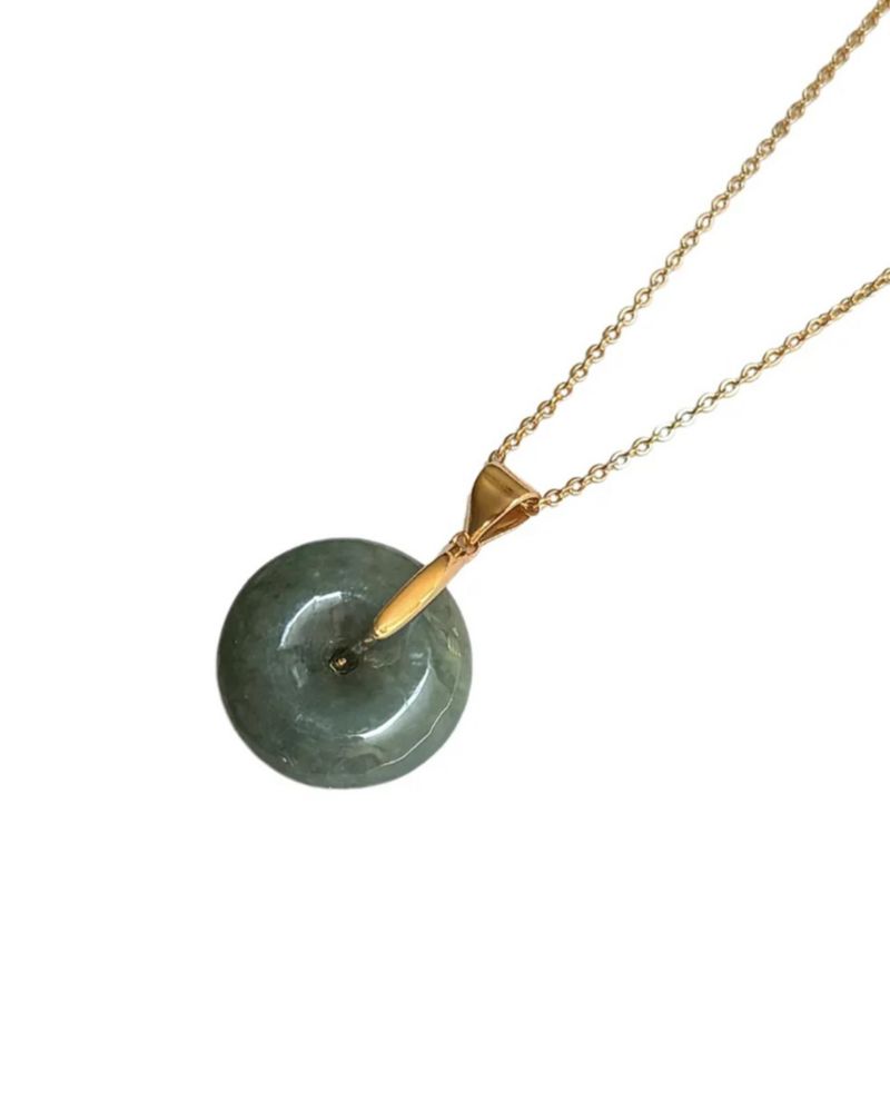 Button Jade Pendant Necklace