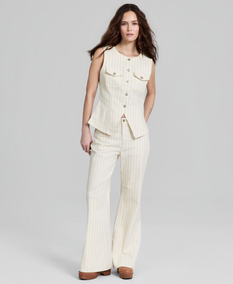 Women's Denim Flyaway Button-Front Vest