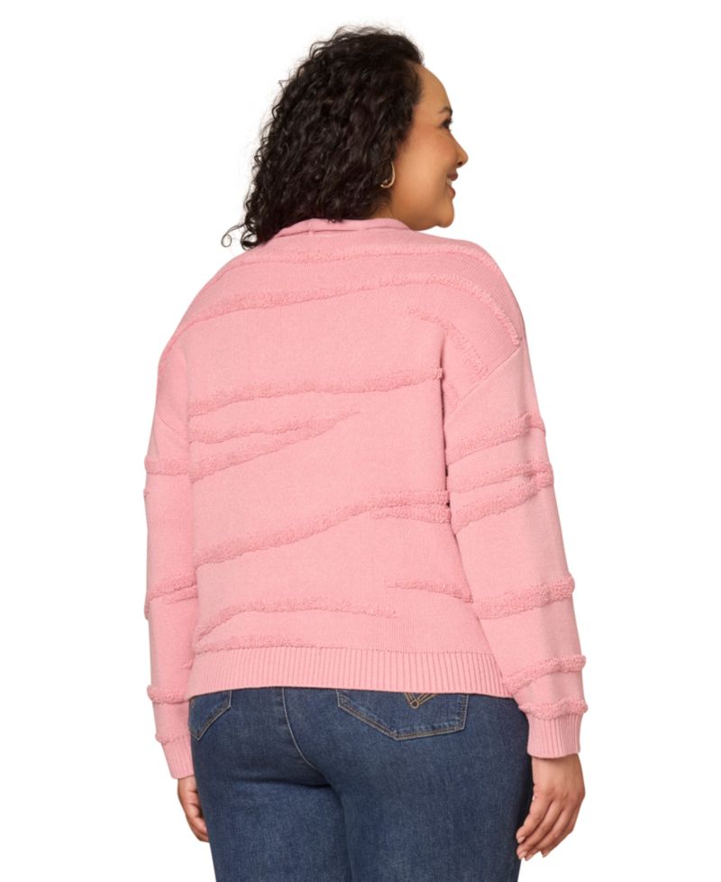 Plus Size Striped Rolled Neck Sweater