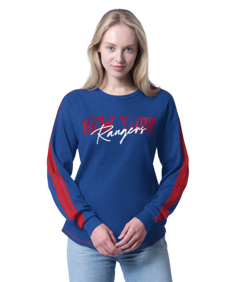 Women's Blue New York Rangers Advantage Thermal Long-Sleeve Tri-Blend T-Shirt