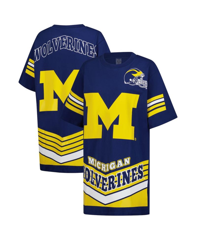 Women's Navy Michigan Wolverines Perfect Score Mini T-Shirt