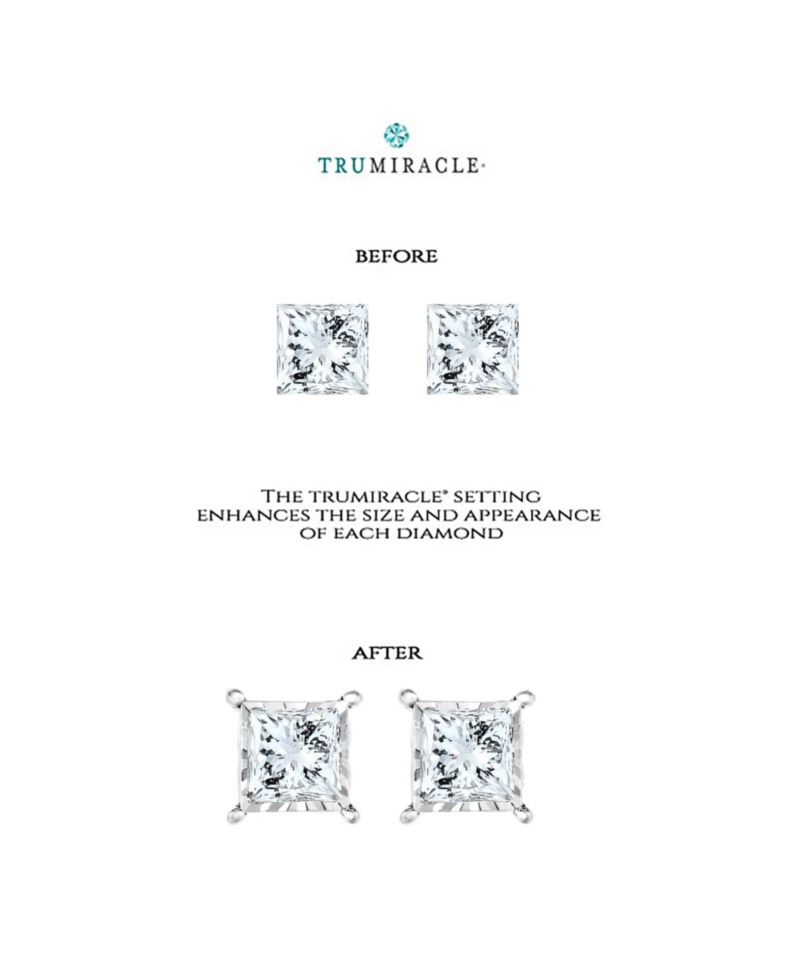 Diamond Princess Cluster Stud Earrings in 14k Gold