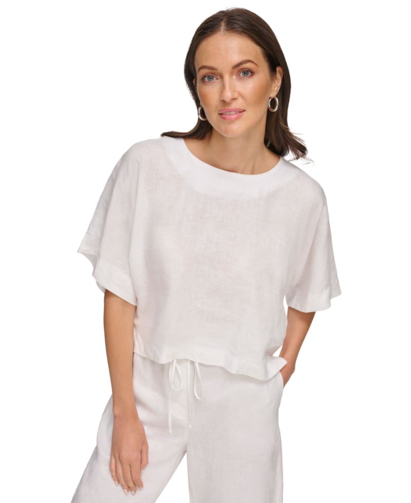 Women's Linen Drop Shoulder 100% Linen Top