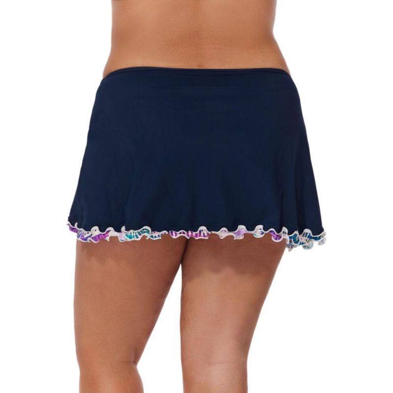 Plus Size Canva Tricolore Side Slit Skirt Swim Bottom