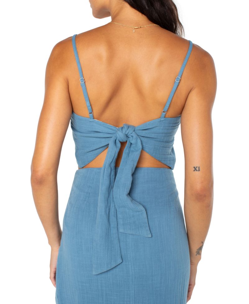 Women's Island Nomad Button-Front Back-Tie Cotton Cropped Top
