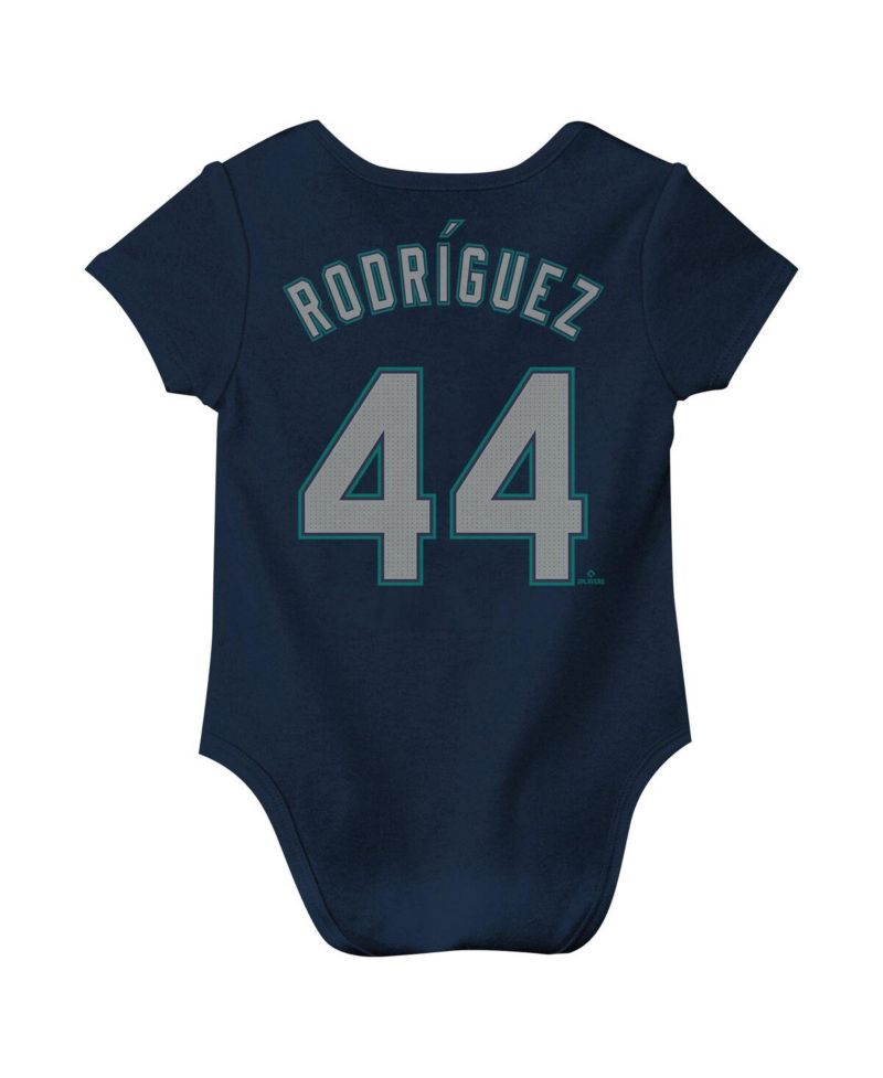 Newborn Baby Boys and Girls Julio Rodríguez Navy Seattle Mariners Fuse Name & Number Bodysuit