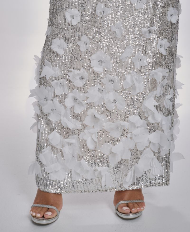Women's Sequin 3D Floral Gown