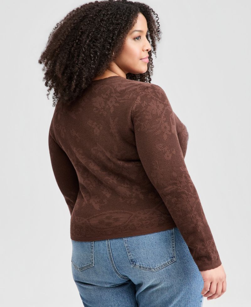 Petite Lace Knit Cardigan Sweater