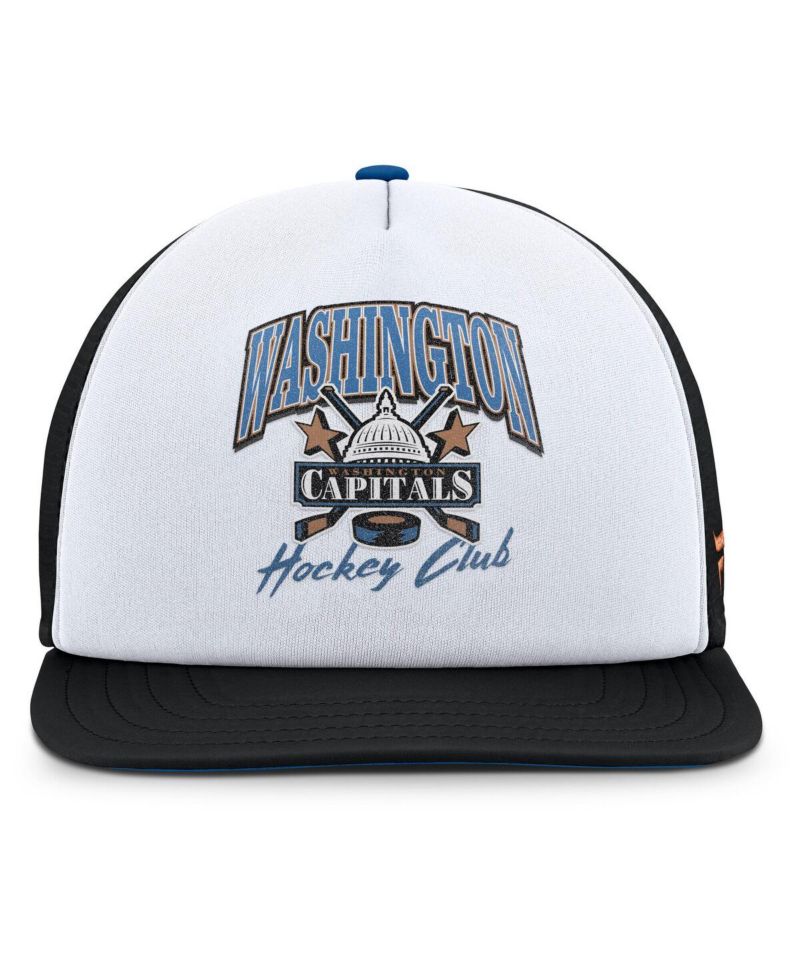 Men's White/Black Washington Capitals Decades Collection Foam Front Snapback Hat