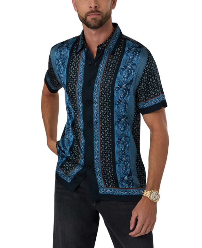 Men's Hugh Paisley Charm Short-Sleeve Classic-Fit Shirt