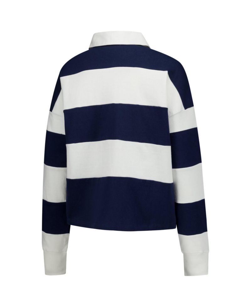 Women's Navy/White New England Patriots Clubhouse Hall Raven Rugby Long Sleeve T-Shirt
