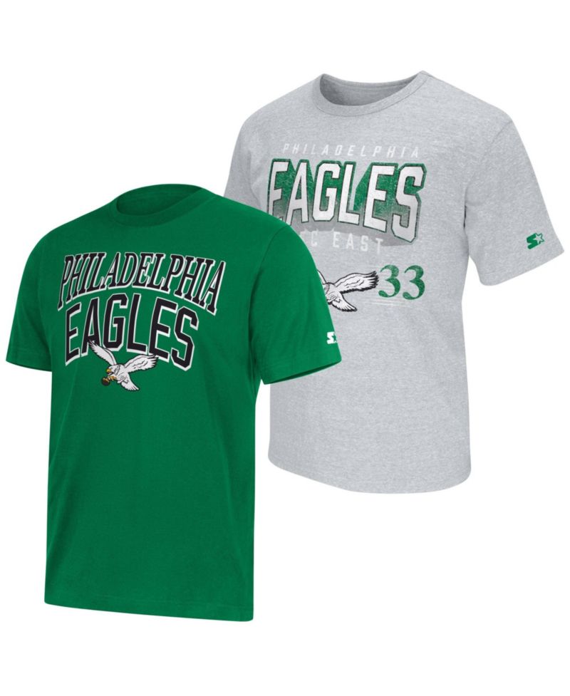 Men's 2-Pack Kelly Green/Gray Philadelphia Eagles Throwback Logo T-Shirt Set