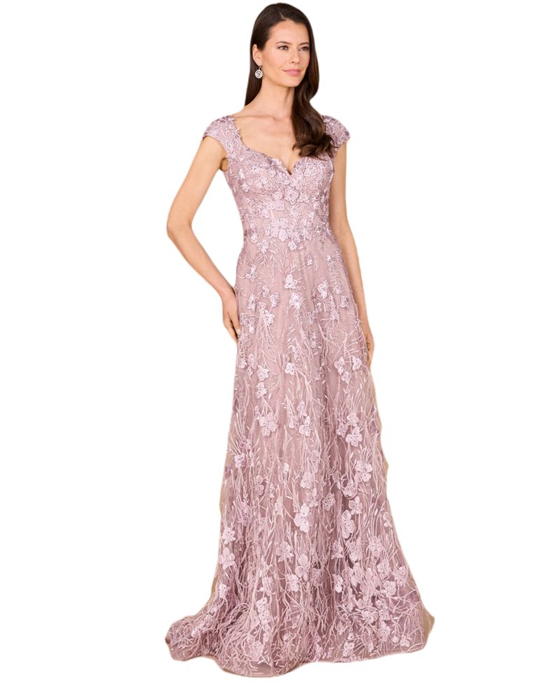 Women's Cap Sleeves, A-line Dress with Feathers