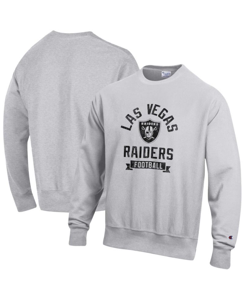 Men's Heather Gray Las Vegas Raiders Reverse Weave Fleece Pullover Sweatshirt