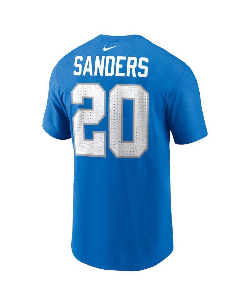 Men's Barry Sanders Blue Detroit Lions Retired Player Name & Number T-Shirt