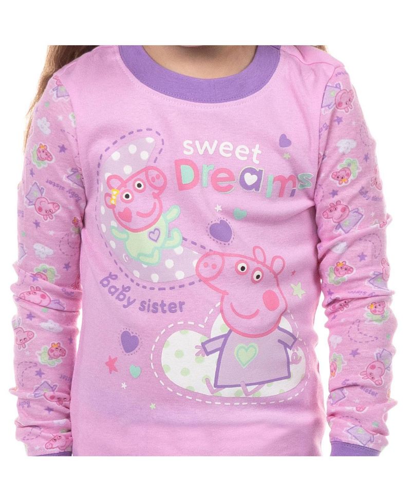 Toddler Girls Pajamas 2T-6 Sweet Dreams 2Piece Tight Fit Long-Sleeve Shirt Pajama Pant Set