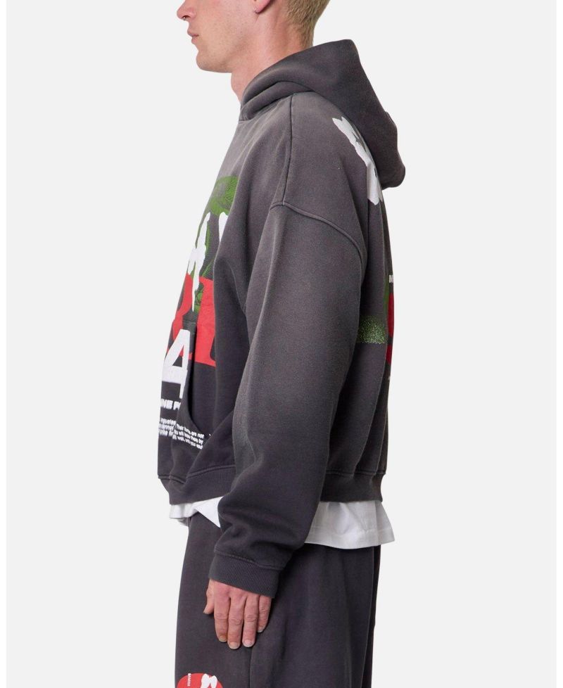 Men's Enemy Graphic Oversized Cropped Hoodie