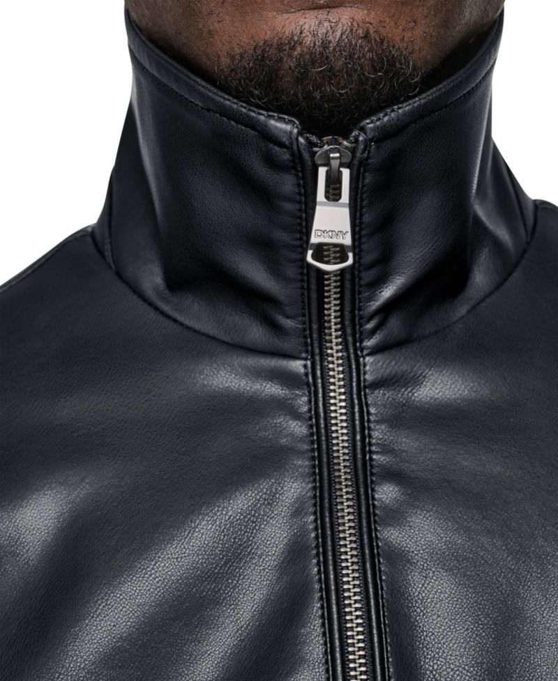 Men's Faux Leather Bomber Jacket
