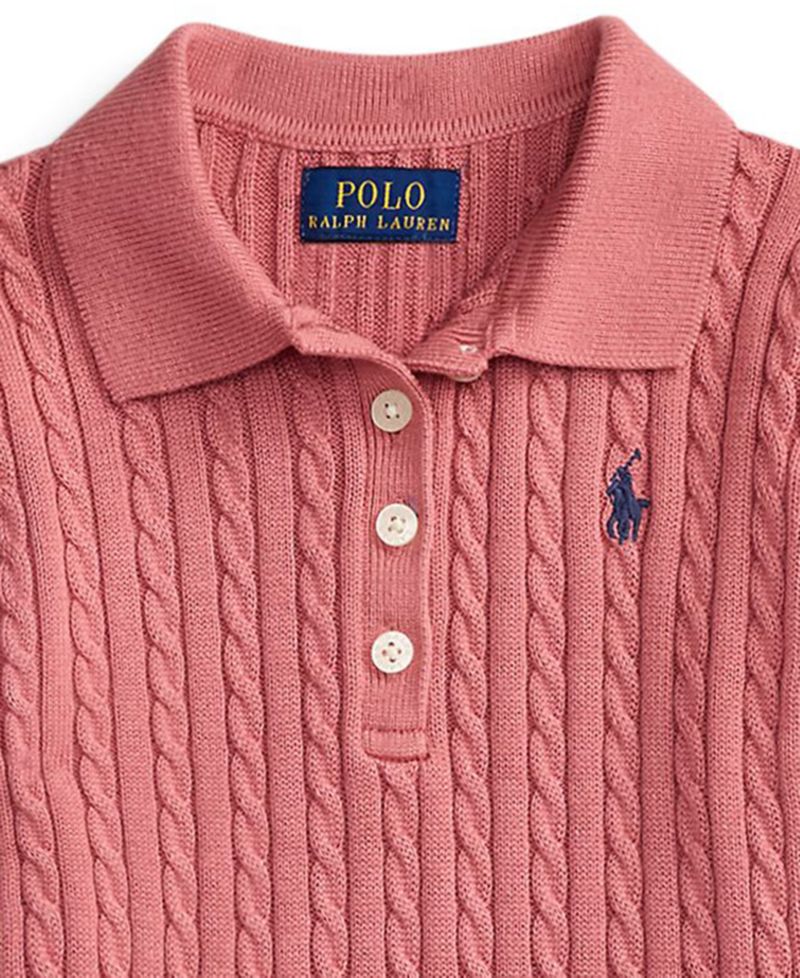 Girls' 2T-6X Drop-Waist Pleated Polo Sweater Dress