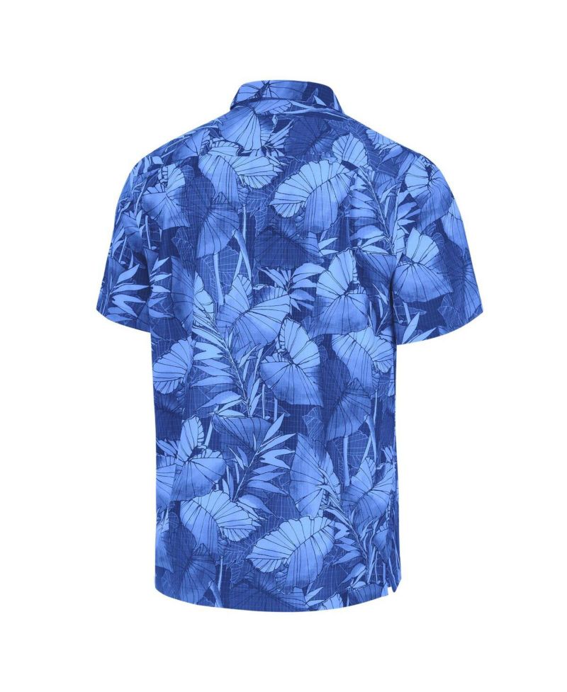 Men's Blue Detroit Lions Bahama Coast Nuevo Fronds Camp Button-Up Shirt